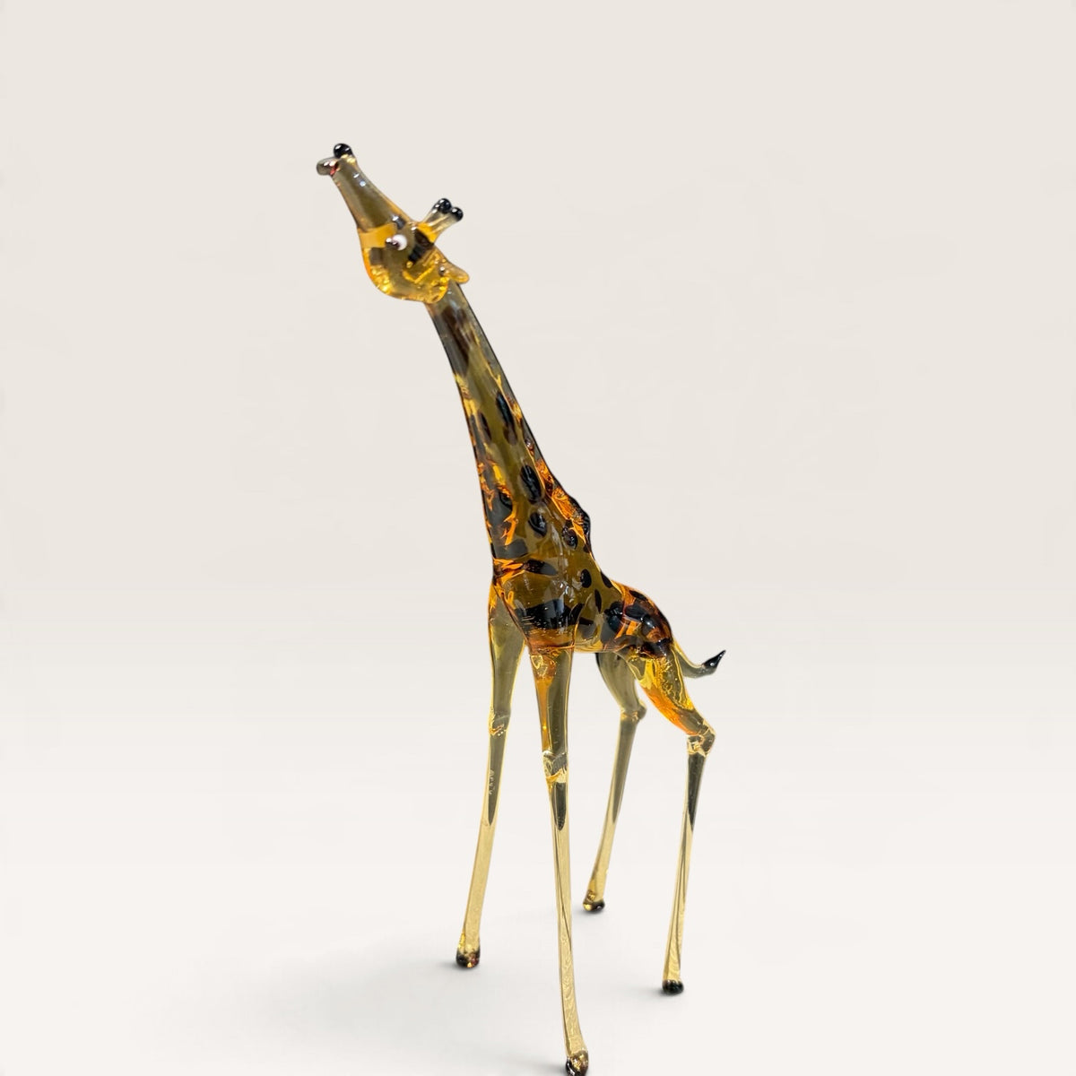 Delicate Blown Glass Giraffe Figurine, 7"H x 4"W x 2.5"W