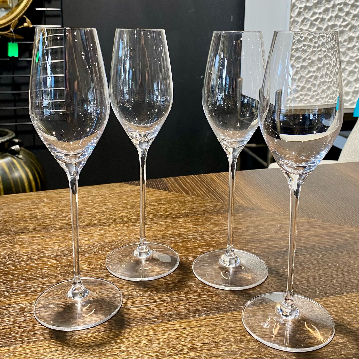 Set of 4 Nachtmann Supreme 9 oz. Champagne Flutes, Crystal, 3.5" Dia x 10.5" H