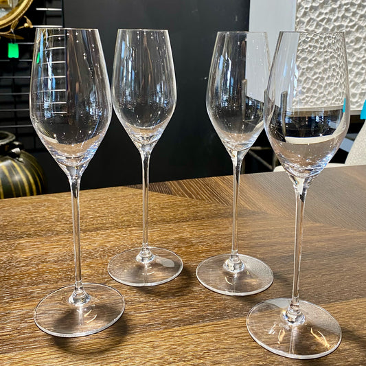 Set of 4 Nachtmann Supreme 9 oz. Champagne Flutes, Crystal, 3.5" Dia x 10.5" H