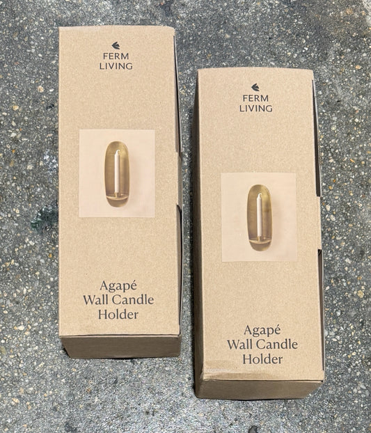 PAIR of Agape wall sconces, gold finish, 12"H