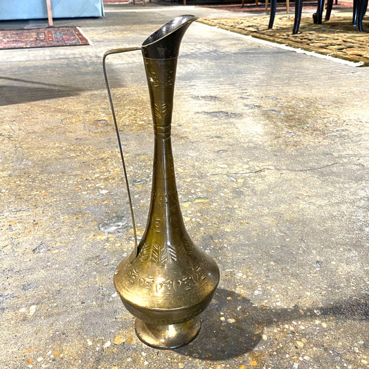 Vintage Brass Pitcher, 5"w x 5"D x 14"H