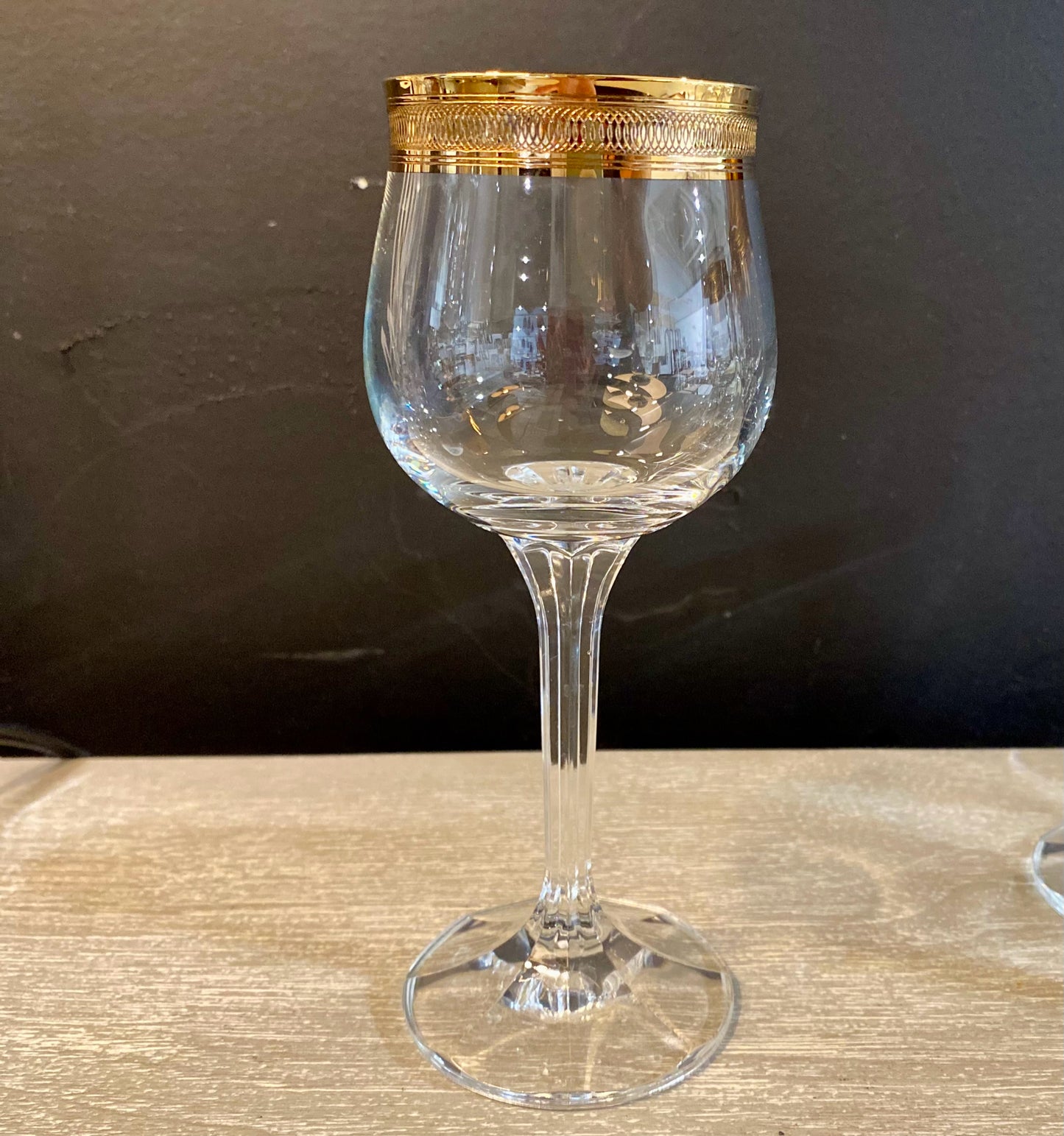 Set of 6 Vintage Bohemia Crystal Wine Glass, 7"H