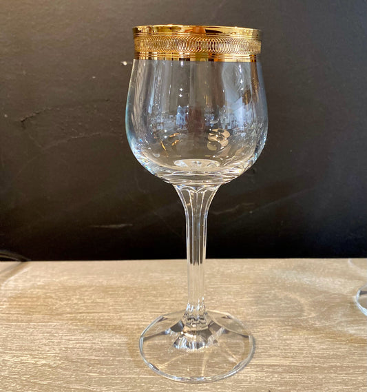 Set of 6 Vintage Bohemia Crystal Wine Glass, 7"H
