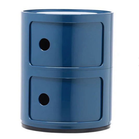 Kartell Componibili 2-Door Round Storage Unit, Blue Glossy, 12.6 Dia x 15.75" H