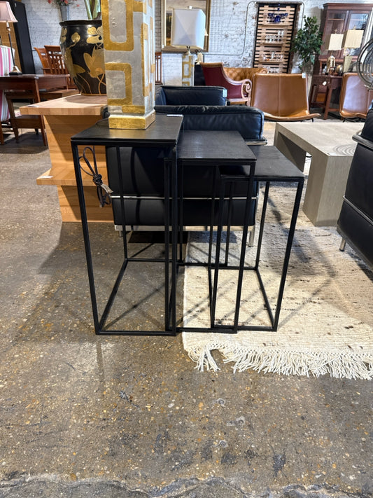 Black marble nesting tables (2), 16"W x 16"D x 20"H