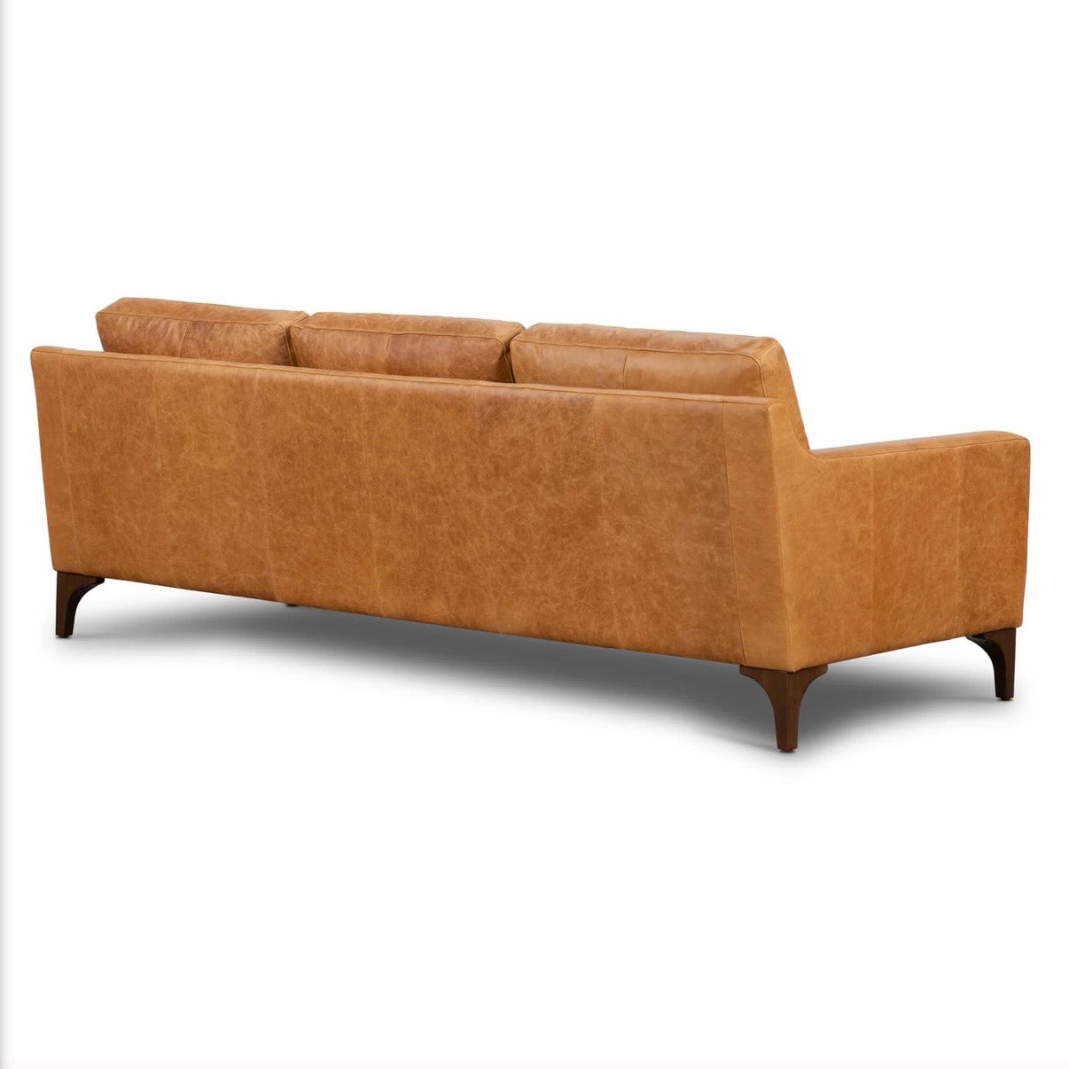NEW Poly & Bark Sorrento Sofa -Cognac Tan Leather,  86"W x 37"D x 31.5"H