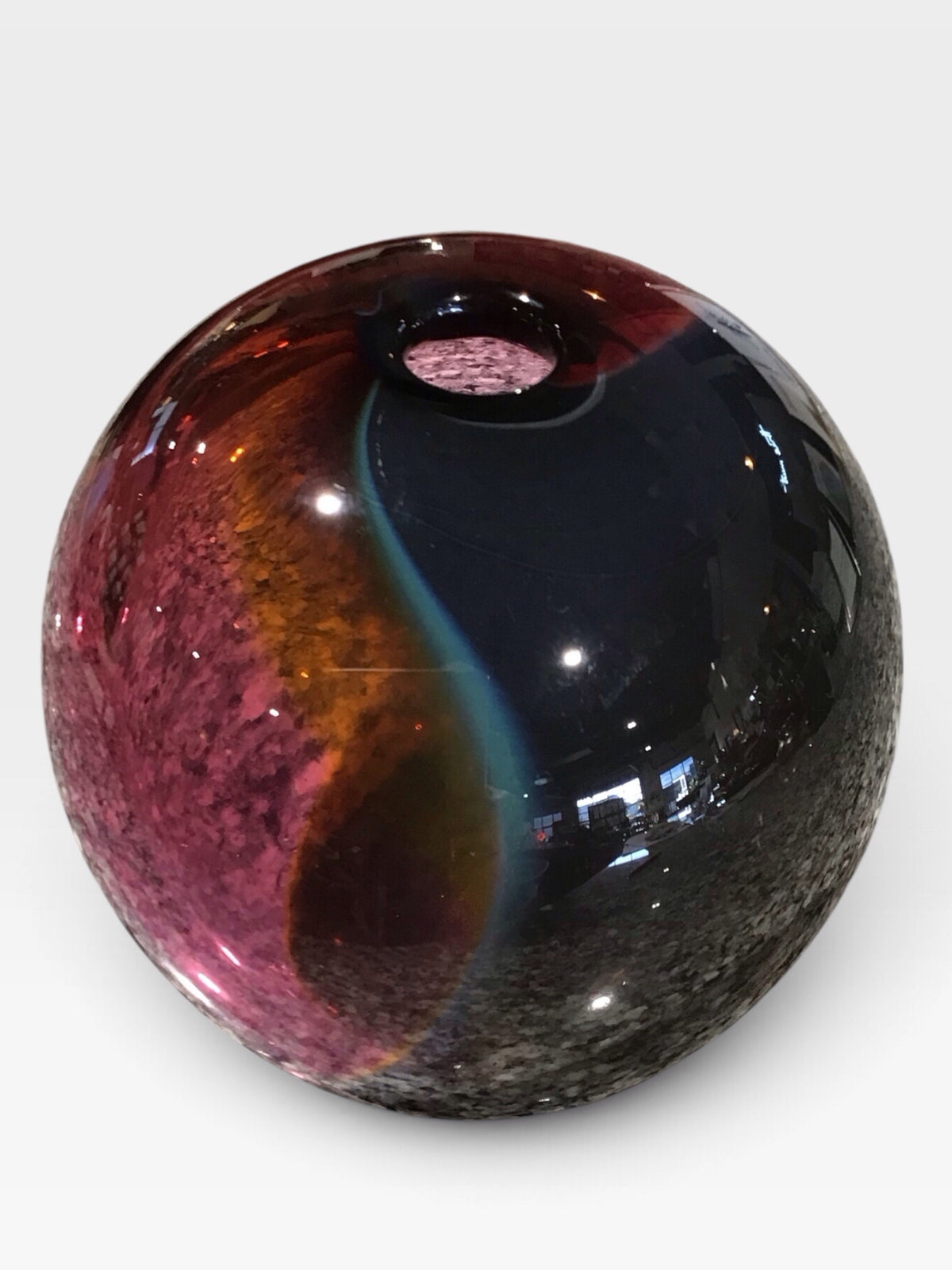 Glass Vase, Signed by Artist Jerry Hovanec, 5"W x 5.5"H