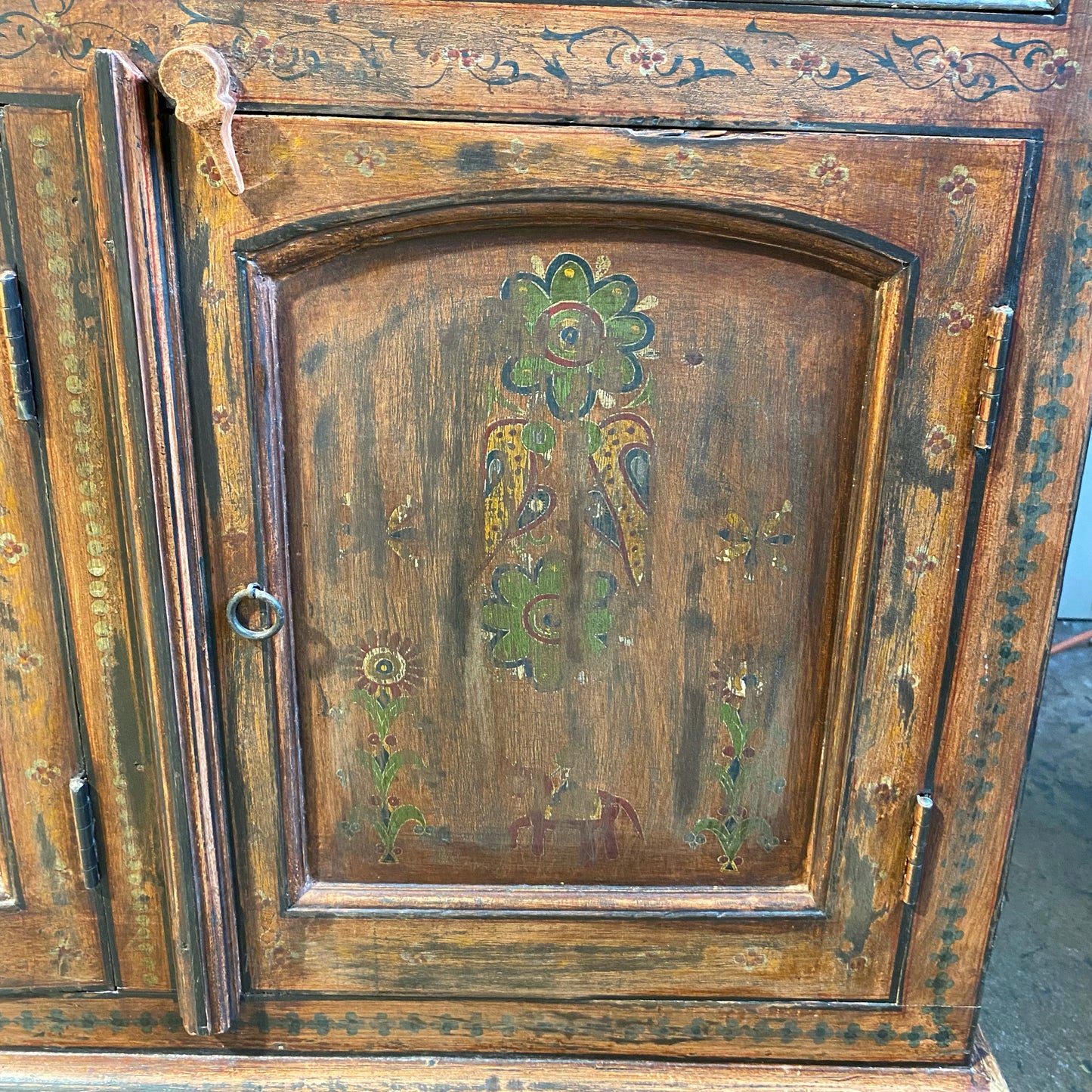 Rustic, Hand-painted Sideboard, 54.5"W x 14.25"D x 34.25"H