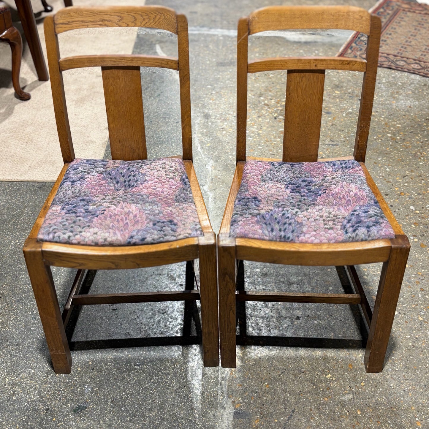 Pair of Antique Oak Side Chairs, 34"H x 18"W x 16"D