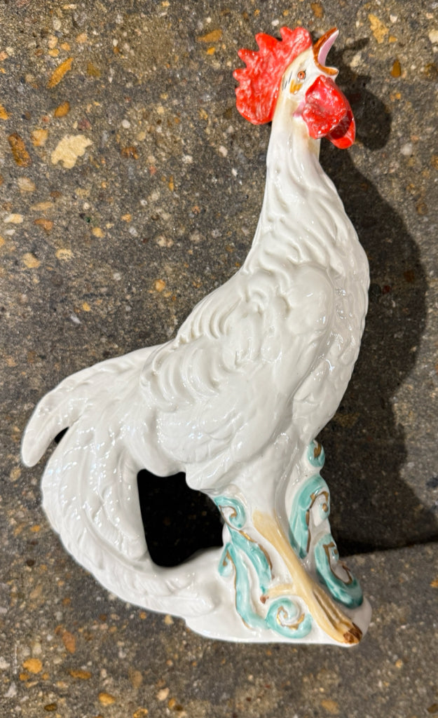 VTG Spanish Majolica rooster, 7"W x 4"D x 10.5"H
