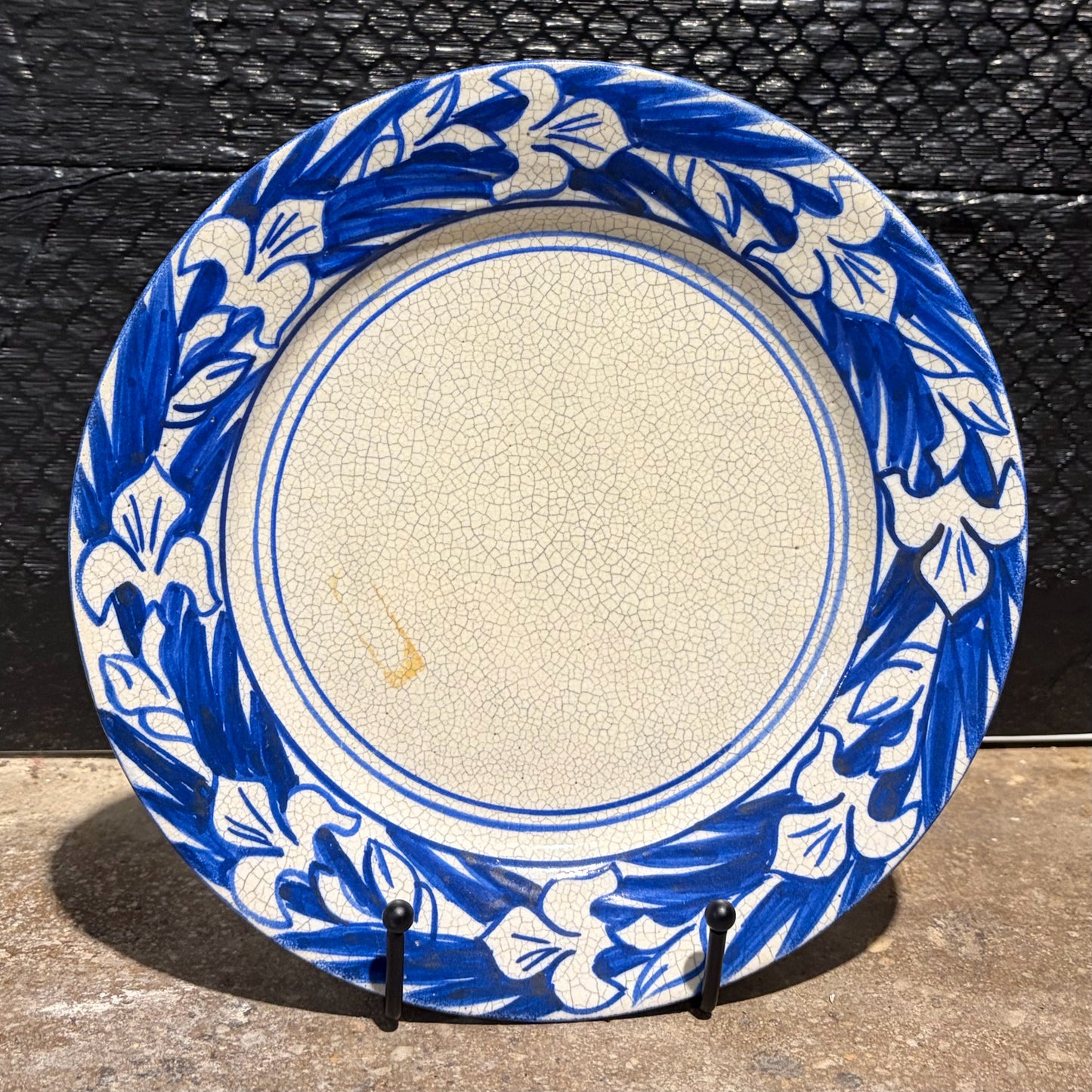 Vintage Dedham Pottery Iris Plate, 8.5"Dia x 1"D