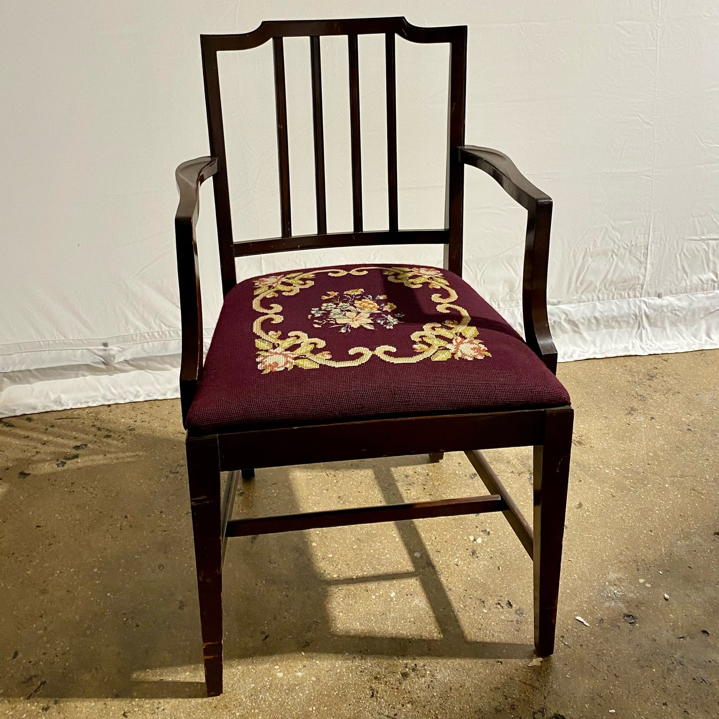 Armchair with Needlepoint Seat 21" x 22" D x 36" H