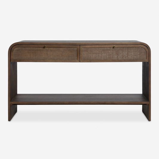 AS IS Lulu & Georgia Suzette Cosole Table, Smoked Oak, 54"W x 18"D x 30"H