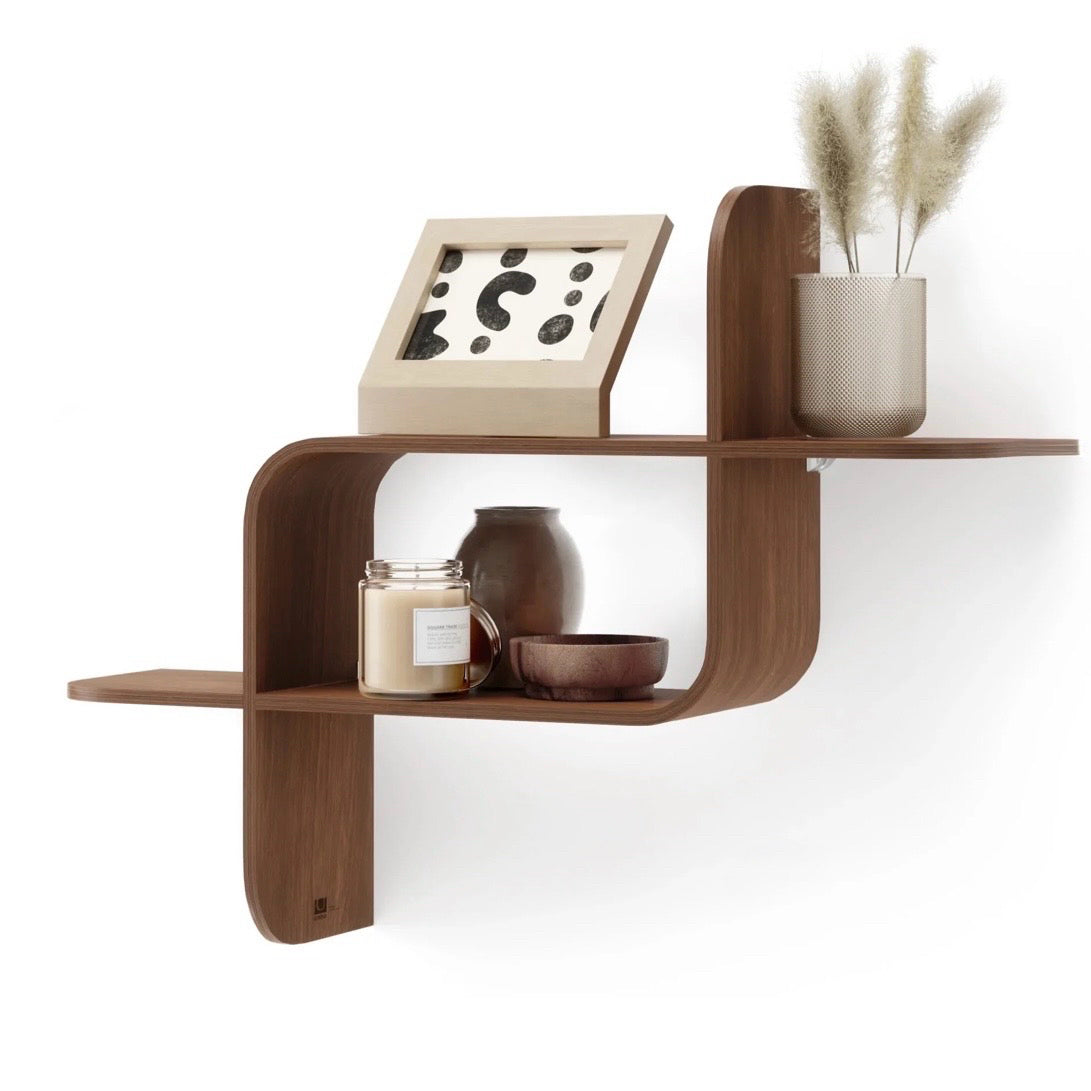 NEW (Set of 2) Montage Shelf, Light Walnut