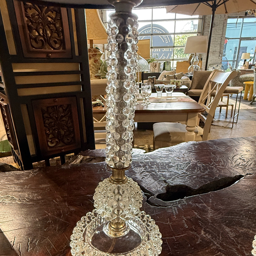 PAIR of VTG beaded glass table lamps, 17.5"H
