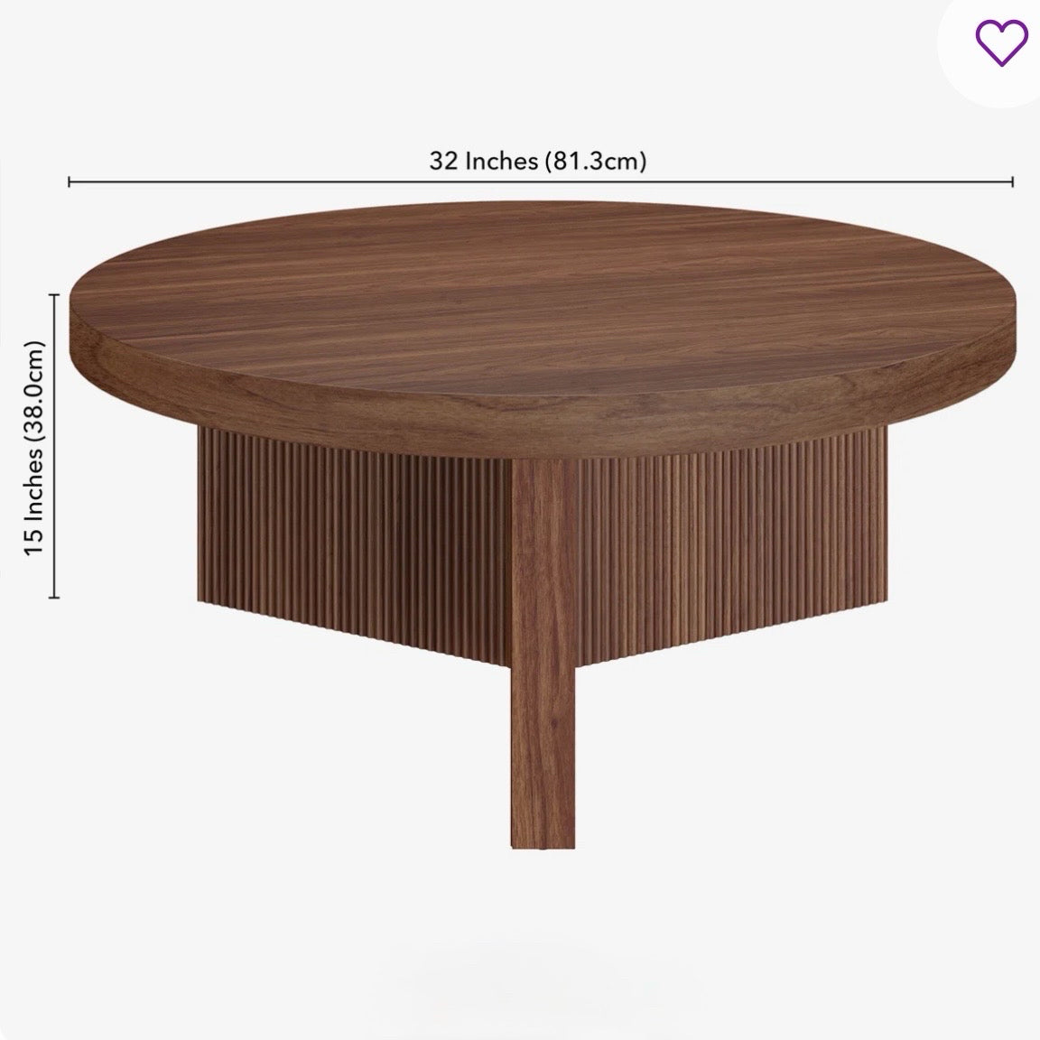 Holm Round Coffee Table in Satin Walnut, 36" Dia x 15"H