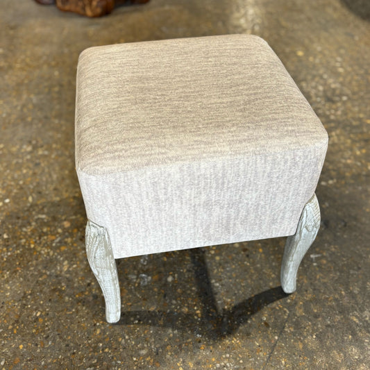 Gray Footstool, square, 17.5" W x 17.5" D x 18" H