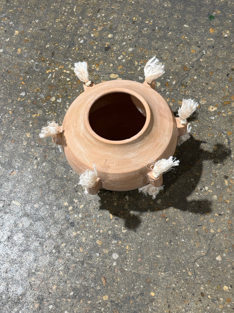 Arteriors Home Verena Vase, tassel/terra cotta, 13.5" DIA x 7.5"H