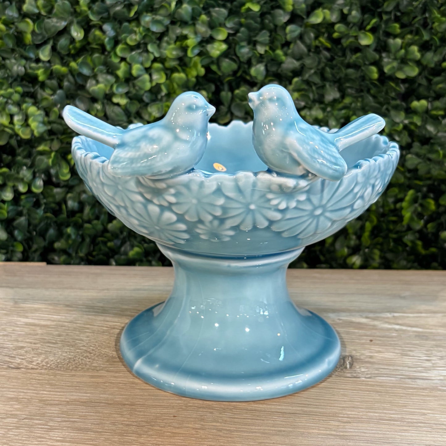 Ceramic Love Birds Compote, 6.25" Dia x 6"H