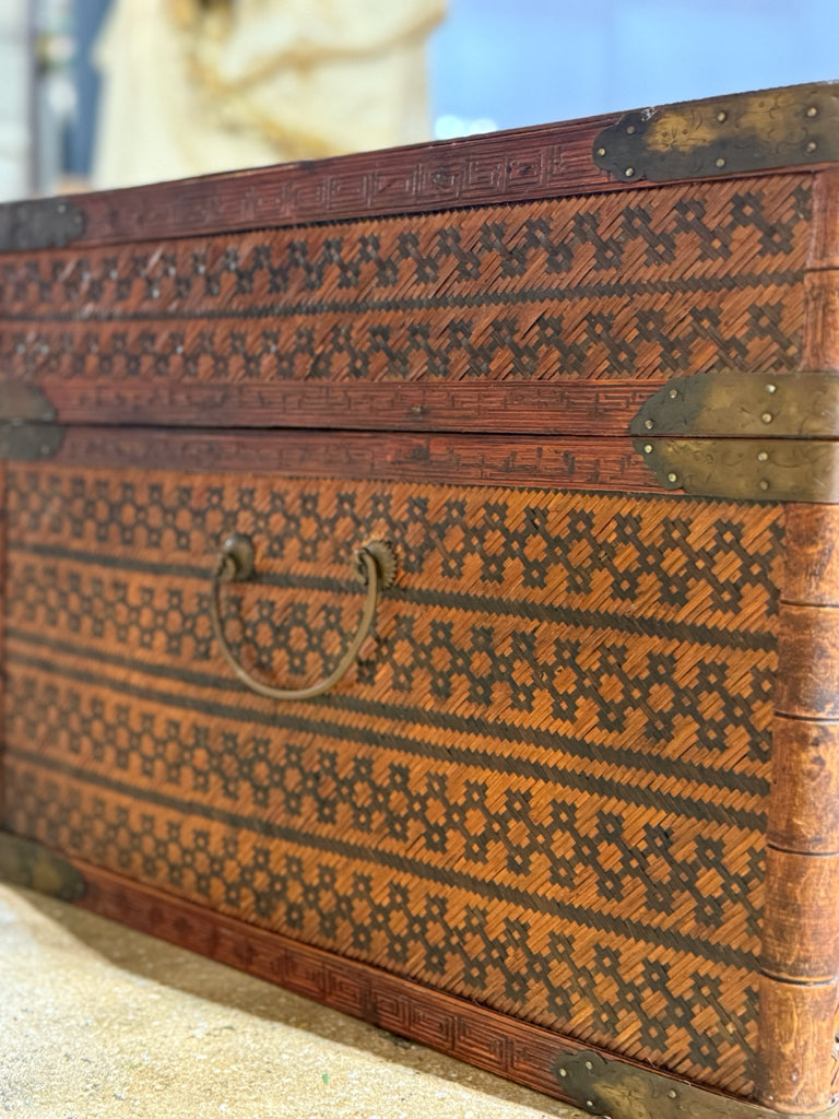 Vintage Maitland Smith Asian Trunk, 31.25"W x 19.5"D x 14.5"H