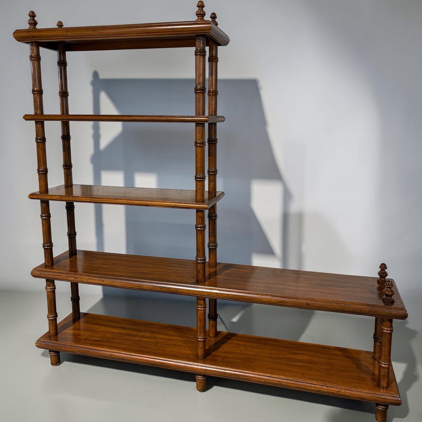 VTG Faux Bamboo Stepped Book Shelf, 72"W x 14"D x 73"H