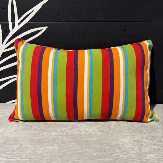 Multicolor Striped Outdoor Pillow, 21"W x 12"H x3"D