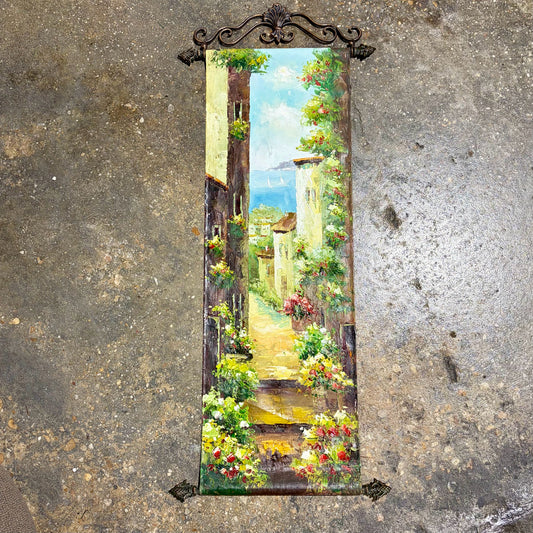 Tuscan Hand Painted Scroll, 39"H x 16.5"W x .5"D