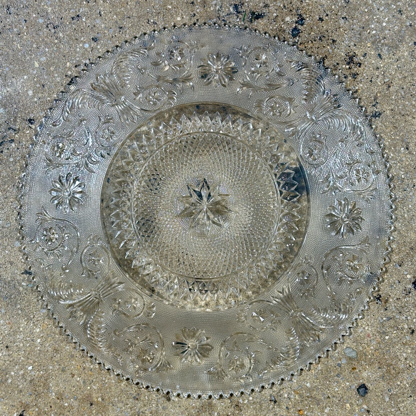 Vintage Pressed Glass Serving Plate, Duncan & Miller?, 16" Dia