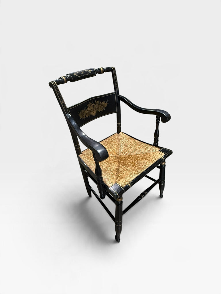 PAIR of ATQ Hitchcock style rush seat chairs, 19"W x  17"D x 33.5"H