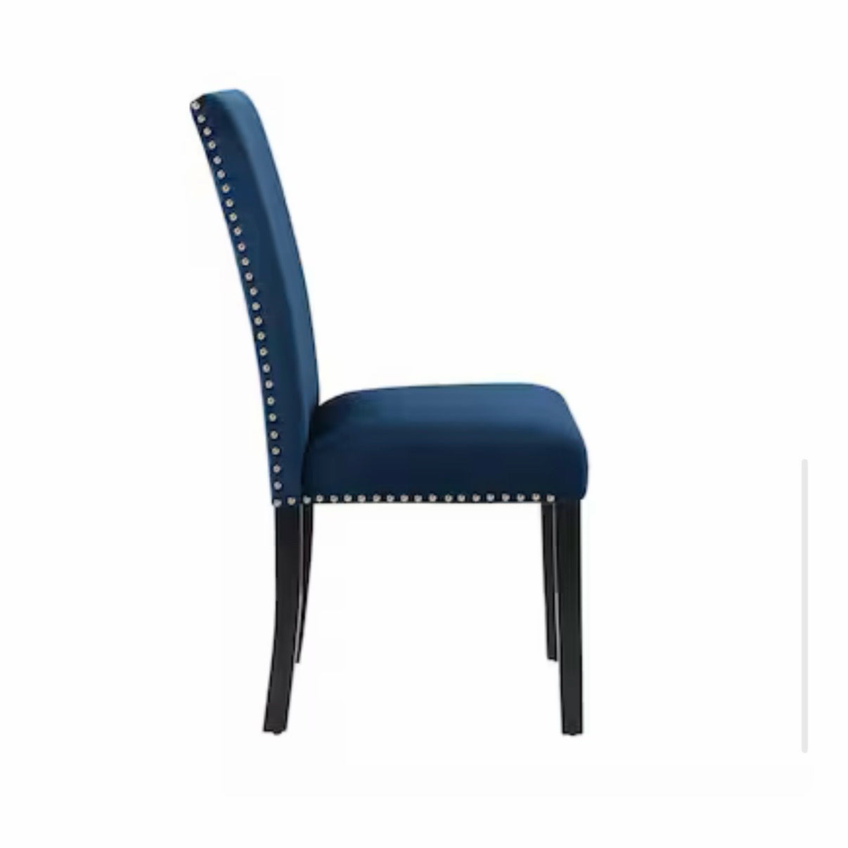 Pair of Celeste Blue Velvet Dining Chairs, 18.2"W x 22.4"D x 37.8"H