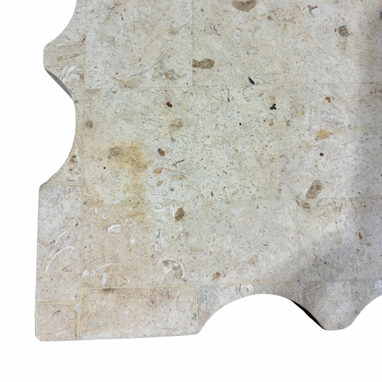 Travertine Side Table w/ Scalloped Edge, 26"W x 26"D x 21.25"H