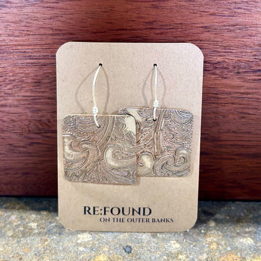 Silverplate over copper square earrings