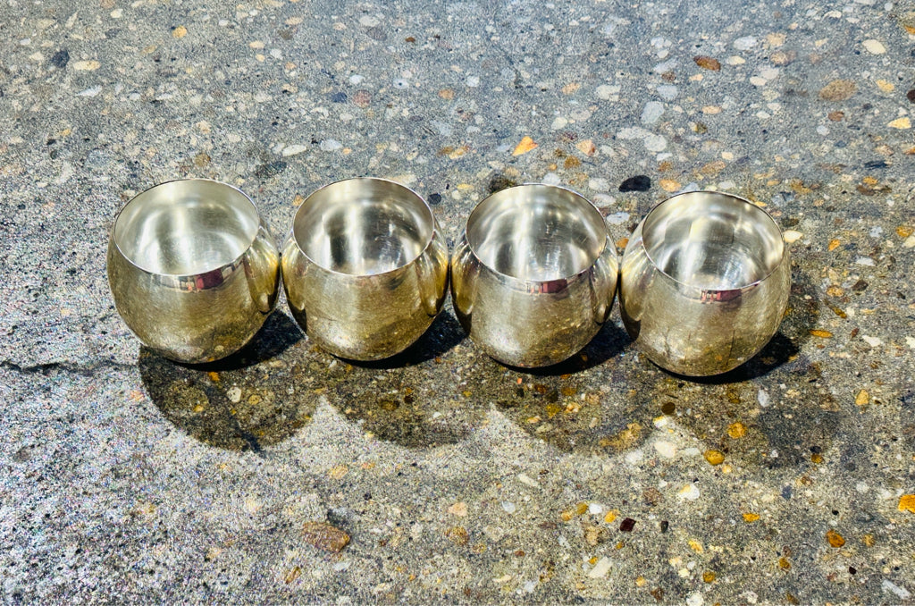 SET of 4 Poole EPCA silver tumblers, 3.5"Wx 3.5"D x 3.5"H
