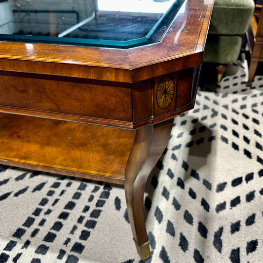 Maitland Smith Glass Top Cocktail Table, 59" L x 39" W x 24.5" H
