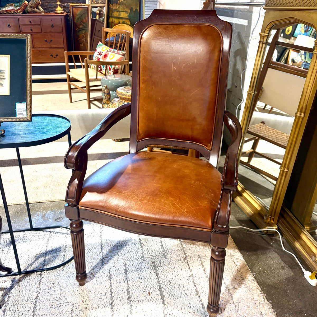 VTG Regency Style Leather Arm Chair