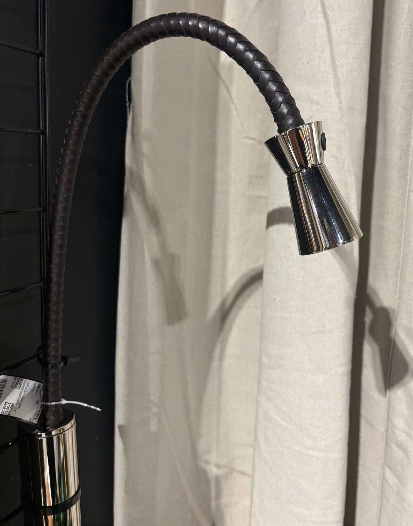 PAIR of G+T Wall Lights, chrome/braided leather, 5.4" W x 1.8" D x 31.5" H