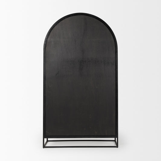 Mercana Sloan Wood Arch Cabinet w/ Metal Frame, Black, (AS IS) 47.5"W x 18.5"D x 85.5"H