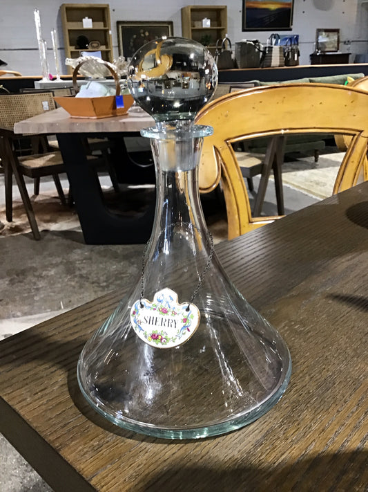 crystal decanter 11" with Sherry tag