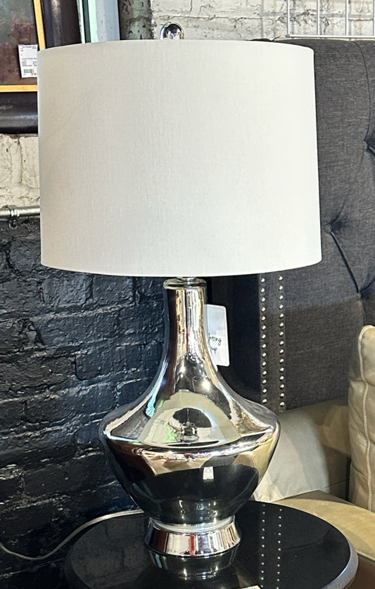 PAIR LUX silver glass table lamps, 28"H x 11"W x 11"D
