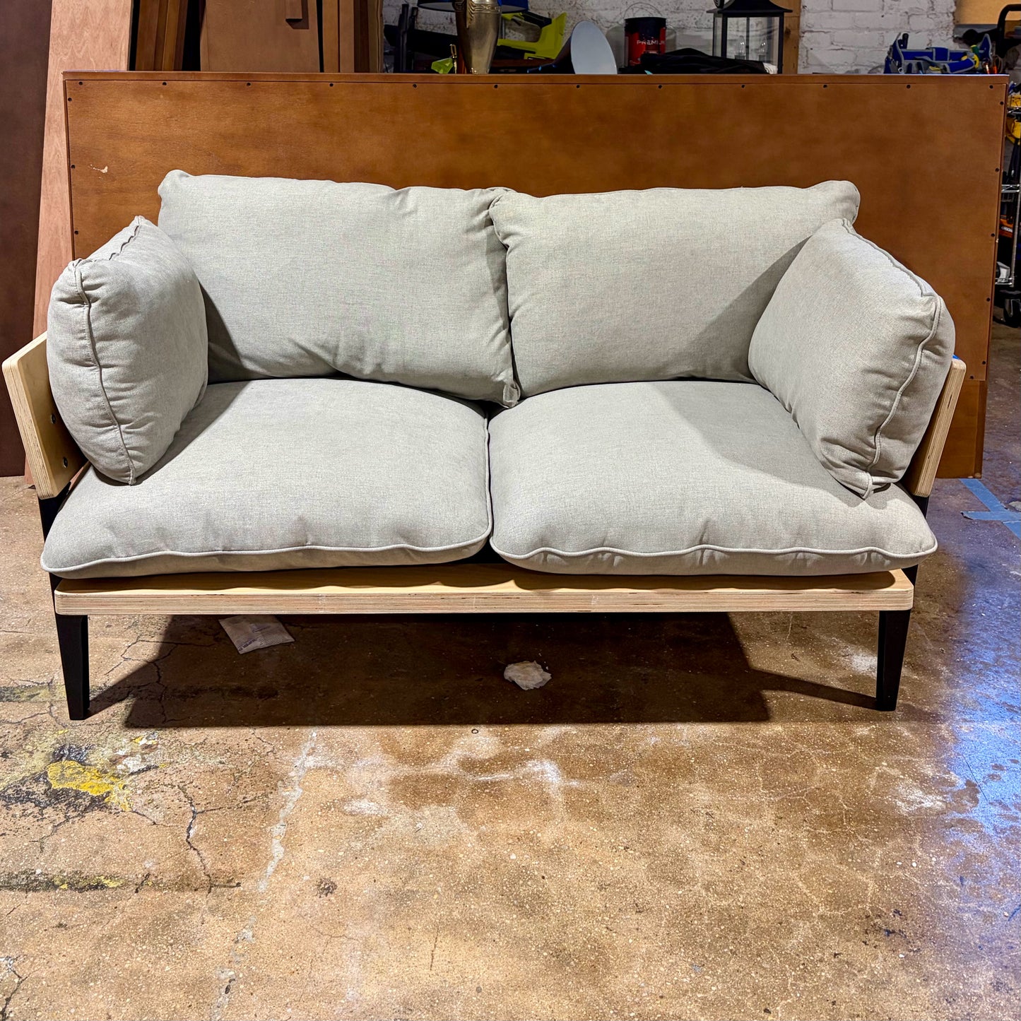 Floyd 2-Seater Loveseat, Birch & Light Gray, 60"W x 35.5"D x 32"H