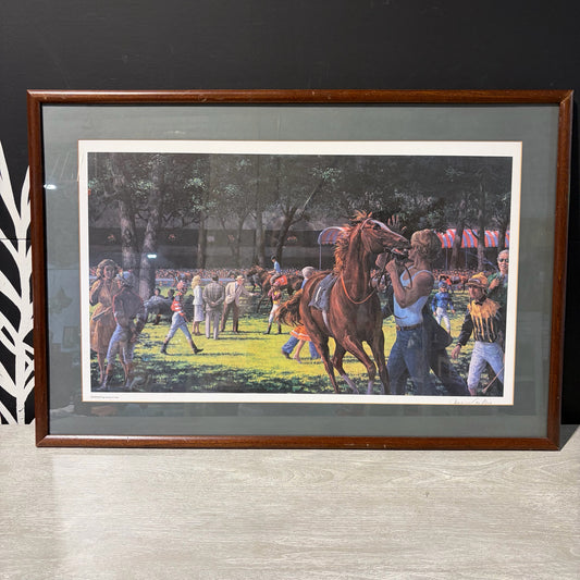 Signed Print "Paddock" by Cortez, 34"W x 23"H