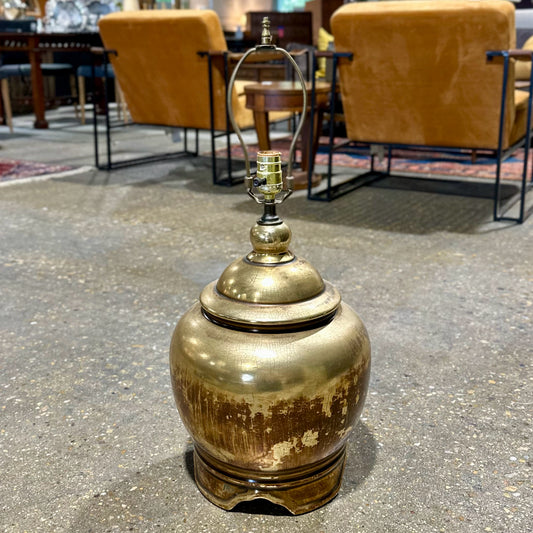 Hollywood Regency Ginger Jar Style Table Lamp, Brass / Gold, 12" Dia x 26" H