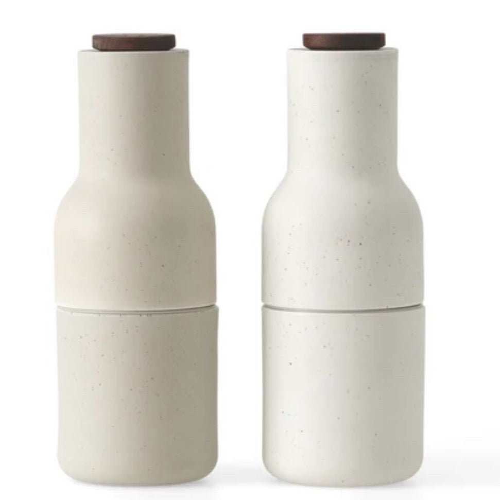 Audo Bottle Grinders Set, Ceramic Sand (Silicone) / Walnut, 3.2"Dia x 8.1"H
