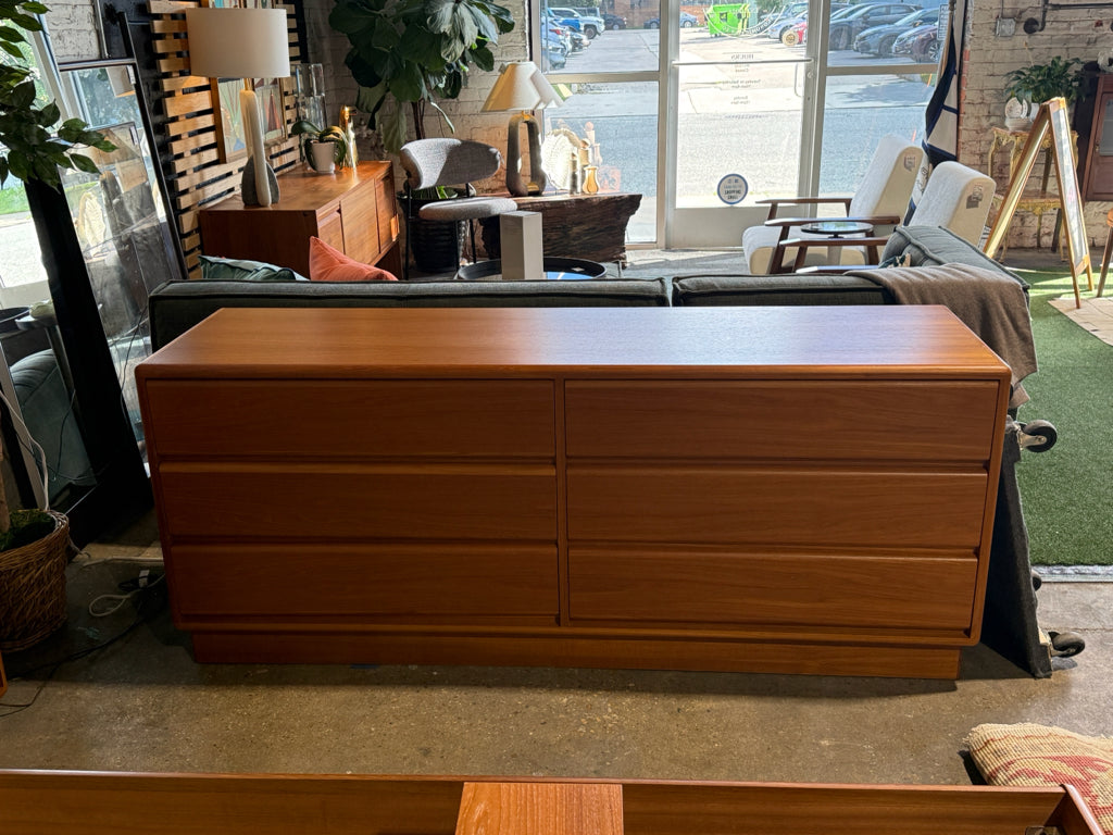 MCM Mobican Teak double dresser, 72"W x 20"D x29.5"H