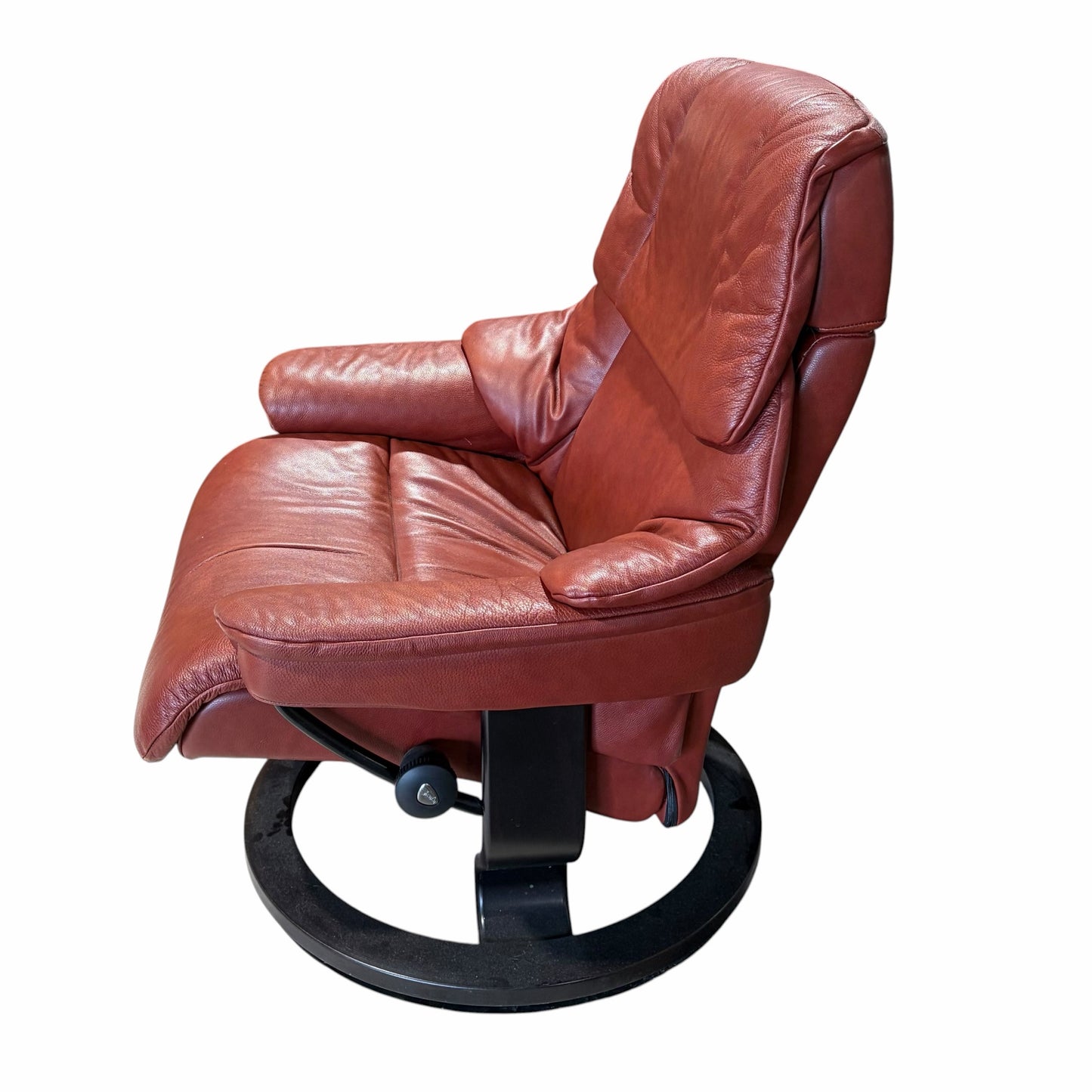 Ekornes Stressless Reno Recliner & Ottoman, Red Leather
