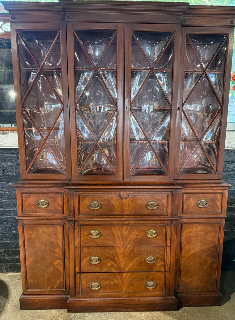 Antique Saginaw Mahogany Breakfront, 58"W x 16"D x 80"H