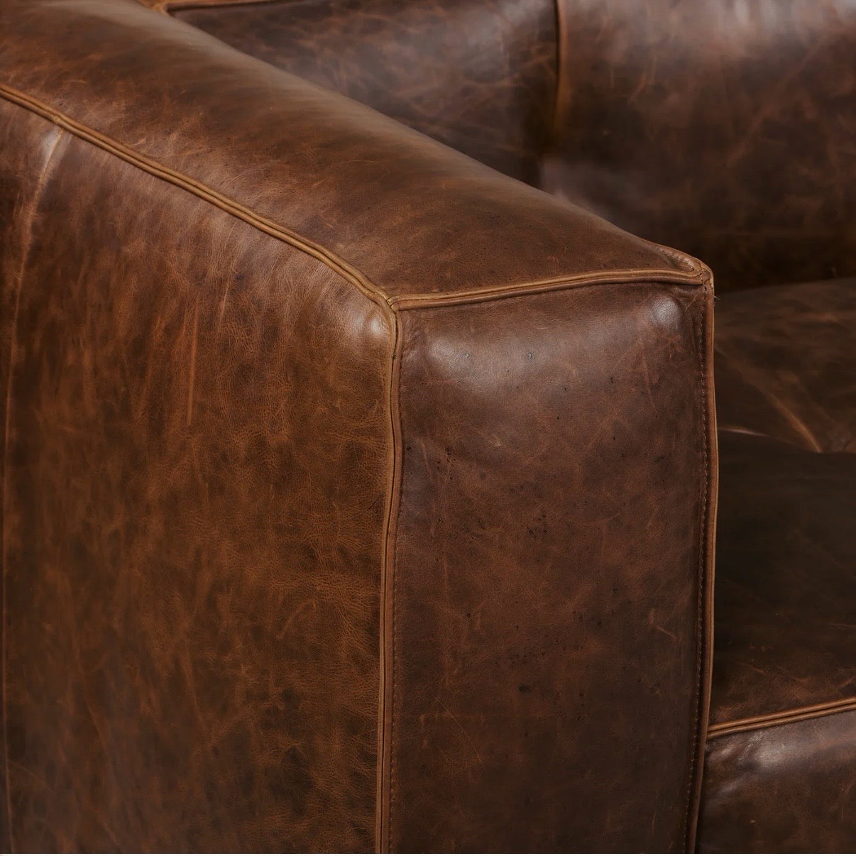 Poly & Bark Capa Sofa - Chocolate Brown Leather, 92" W x 38" D x 28" H
