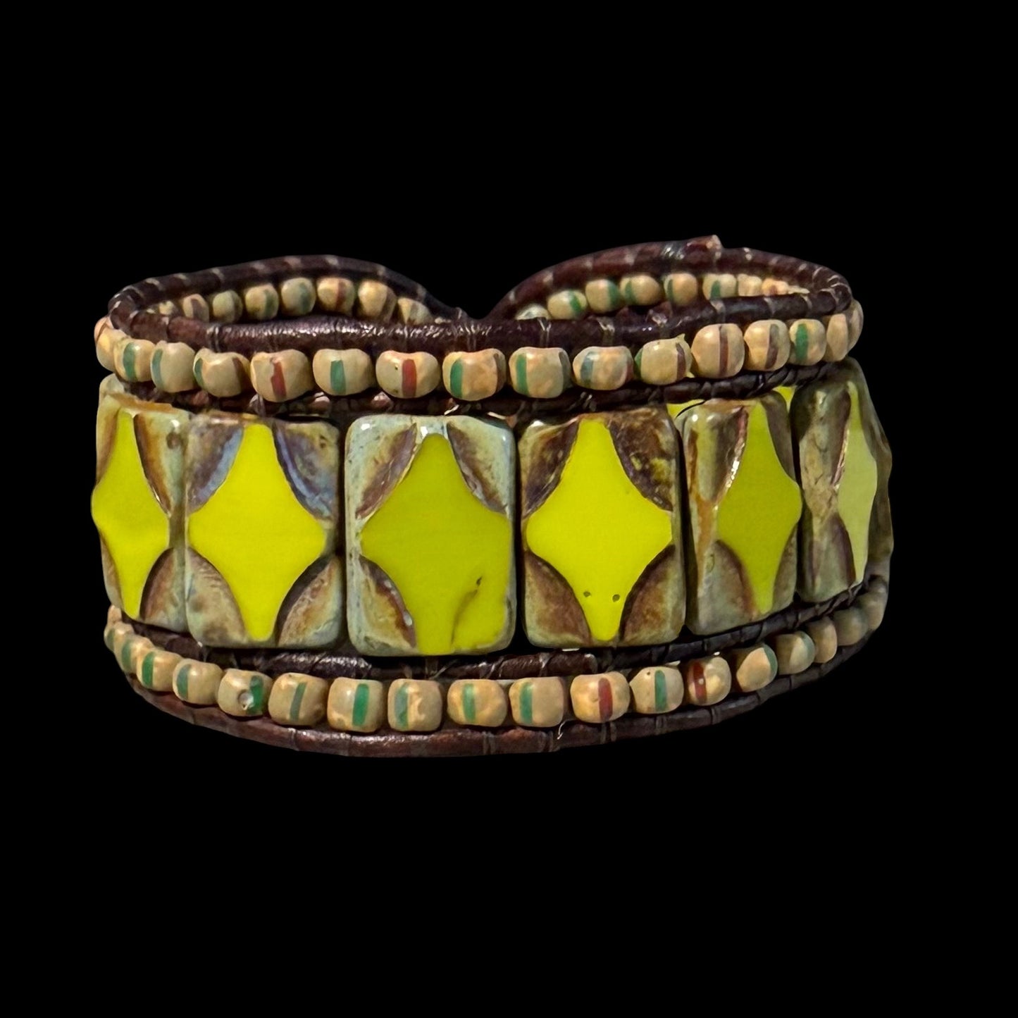 Bohemian Picasso Beaded Cuff by Carrie Prince