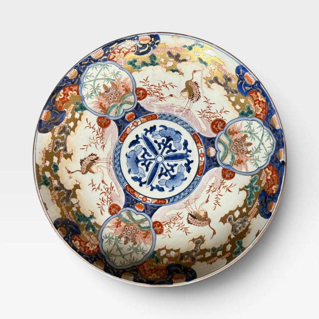 ATQ 'Tsuru-Kame' charger, handpainted, 15.5"dia