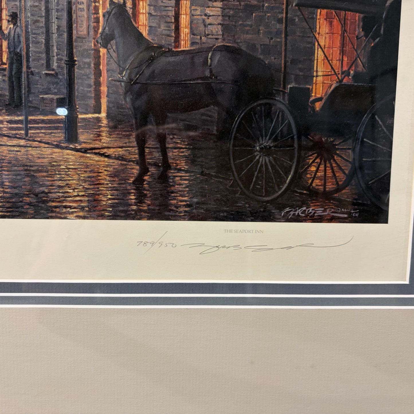 Signed & #d Print "Old Town Alexandria by Moonlight  by JohnBarber, 40"W x 30"H